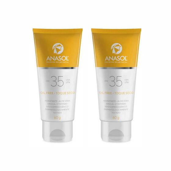 Imagem de 2 Protetor Solar Facial FPS35 Toque Seco 60g - Anasol