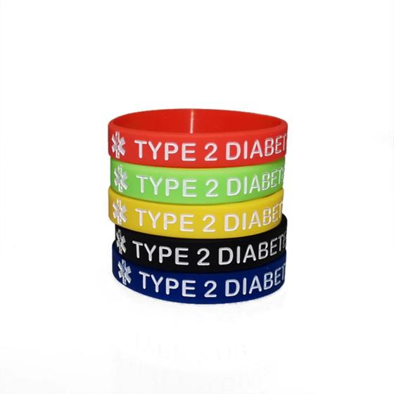 Imagem de 2 Pulseiras Alerta Médico Diabetes Tipo 2 Salve Sua Vida T2