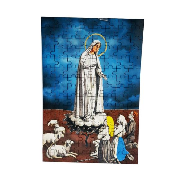 Imagem de 2 Quebra-cabeça Sagrada Familia + Nossa Senhora Fátima MDF