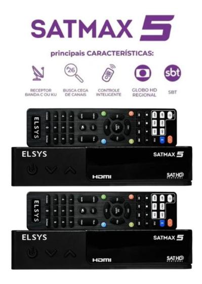 Imagem de 2 Receptores Digitais Fullhd Satmax 5 Banda C E Ku Etrs70