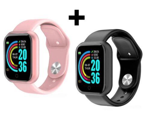 Imagem de 2 Relógios Smartwatch D20 Casal Original Envio Já