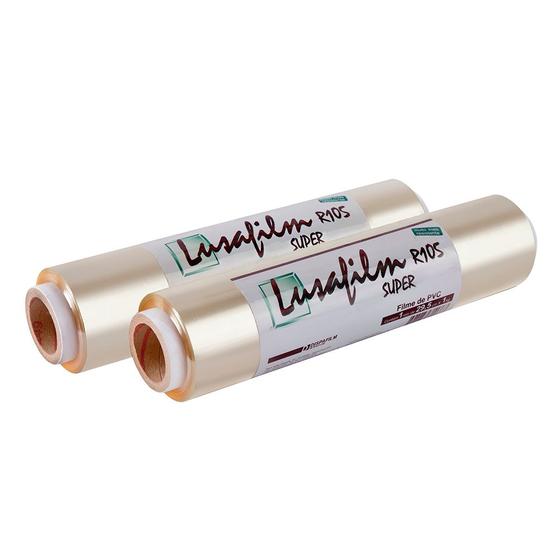 Imagem de 2 Rolos Refil Filme 28x300m PVC Dispafilm Transparente Multiuso Prático Embala Envolve Protege Conserva Alimentos Cozinha