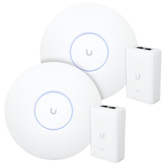 Imagem de 2 Roteadores Wifi 6 Access Point 5.3 Gbps + 2 Injetores Poe+  2 U6 Pro Ubiquiti Com 2 Fontes 48v30w