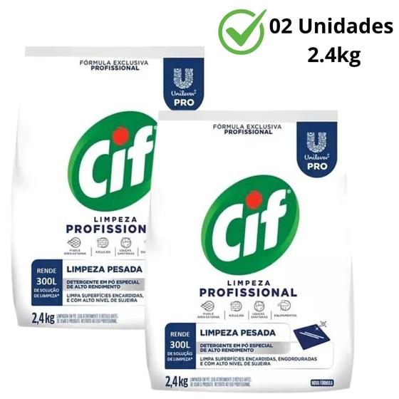 Imagem de 2 Sabão em Pó LImpador Profissional Cif 2.4kg Detergente 