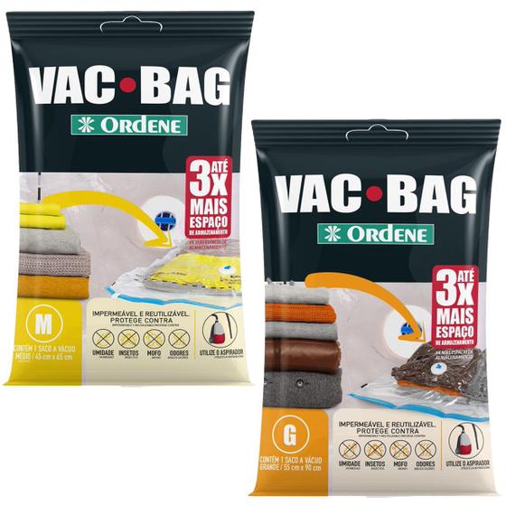 Imagem de 2 Saco a Vacuo Vac Bag Guardar Roupas Embalagem Média Grande