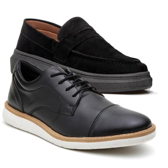 Imagem de 2 Sapato Masculino Mocassim Camurça Sapato Oxford Casual Social Esporte Fino