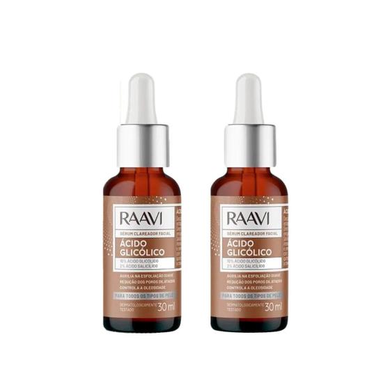 Imagem de 2 Sérum Clareador Facial Ácido Glicólico 30Ml - Raavi