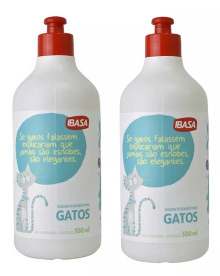 Imagem de 2 Shampoo Gatos Sabonete Liquido Ibasa 500ml Cada