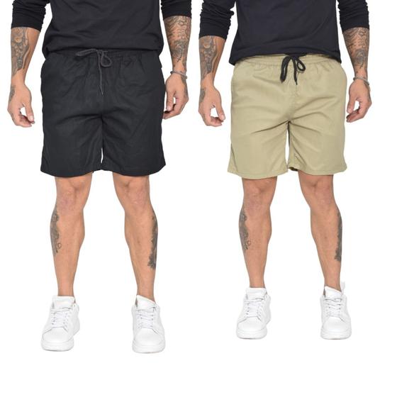 Imagem de 2 shorts masculino sarja curta rt com ajuste de cordao