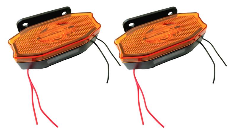Imagem de 2 Sinaleira Lanterna Lateral Led Peixinho Caminhão Carreta Com Vigia Laranja Ambar