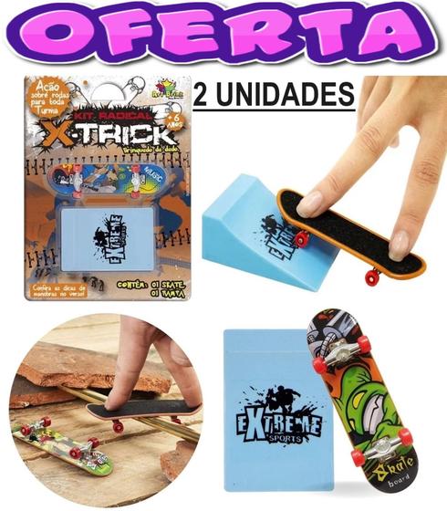 Imagem de 2 skate de dedo com rampa radical brinquedo obstáculos esporte radical