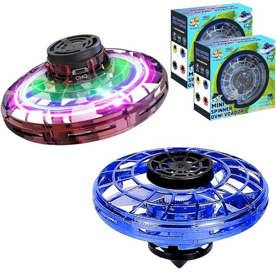 Imagem de 2 Spinner Voador Disco Voador Ovini Pião Eletrônico com Luz