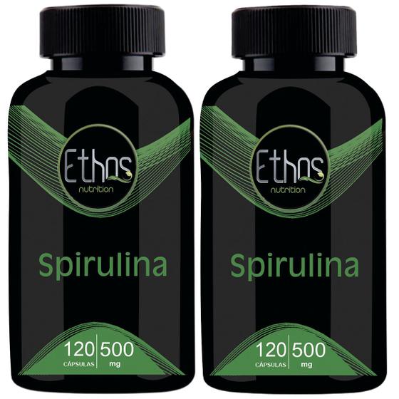 Imagem de 2 Spirulina Pura 360 Cápsulas - 500mg Ethos Nutrition
