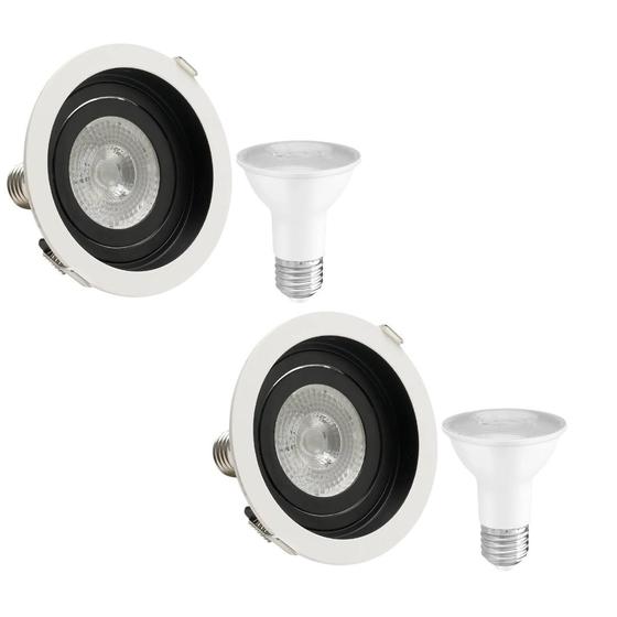Imagem de 2 Spot Emb Red Recuo PAR20 + 1 Lâmpada LED 6W 3000K E27