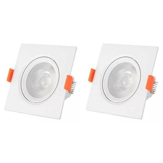 Imagem de 2 Spots LED Embutir Direcionável Quadrado 10W  Branco Frio