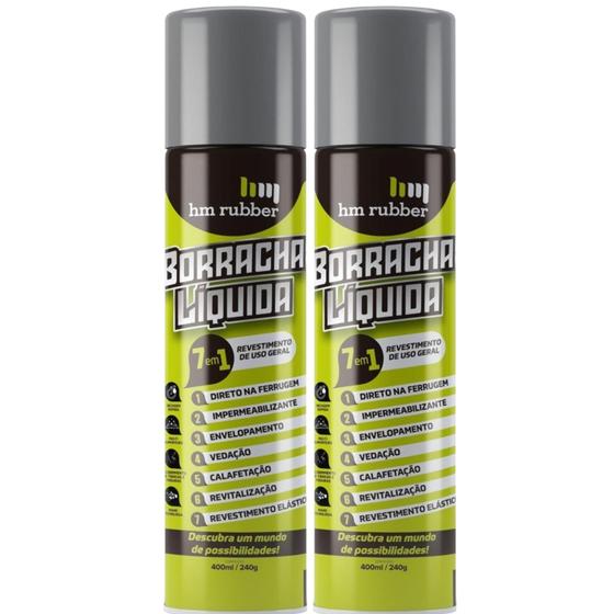 Imagem de 2 Spray Borracha Líquida Aerosol Hm Rubber 400ml CINZA