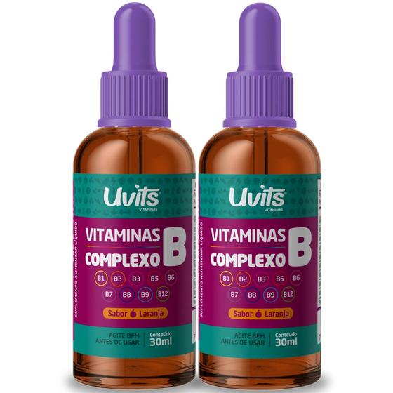 Imagem de 2 Suplemento Vitaminas Complexo B 30ml Gotas - Uvits