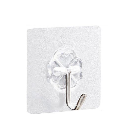 Imagem de 2 Suporte Adesivo com Gancho Cabide Metal Parede Sem Furar