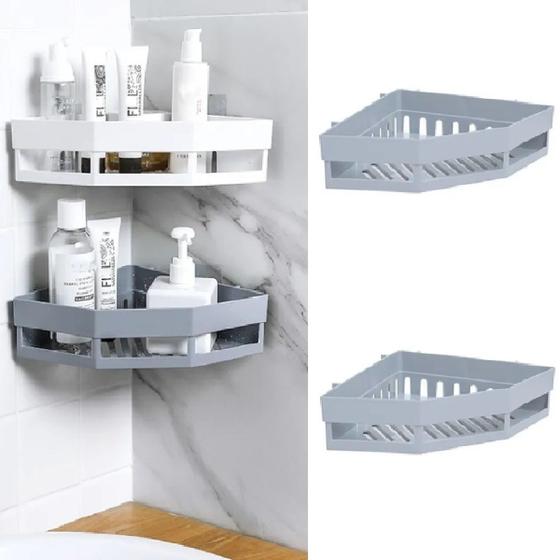 Imagem de 2 Suporte Porta Shampoo Organizador Parede Banheiro Sem Furo CINZA