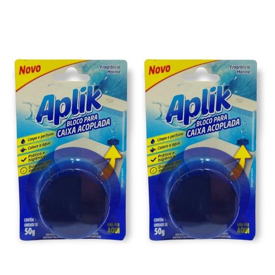 Imagem de 2 Tablete Caixa Acoplada Privada Água Perfumada Frescor Detergente Sanitário 50g da Aplik - Envio Já