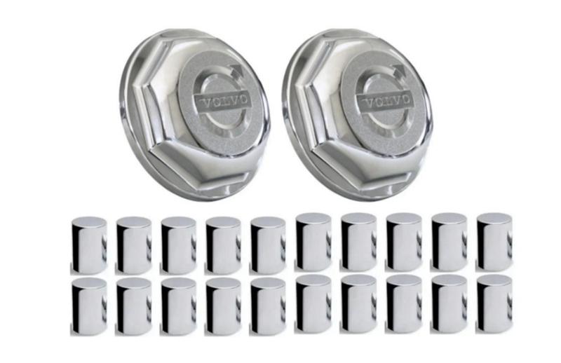 Imagem de 2 Tampa Cubo Dianteira Volvo Vm + Capa Porca Boliviana 32/33mm