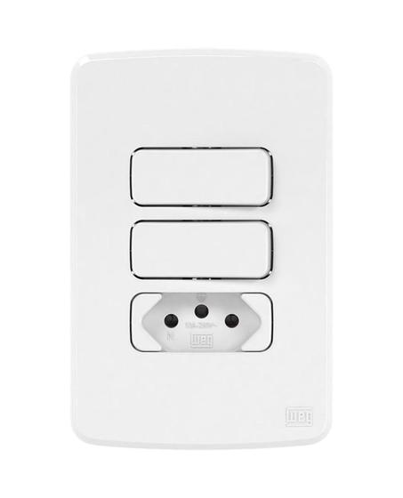 Imagem de 2 Teclas Simples+Tomada 10A+Placa e Suporte 4x2 Composé Weg