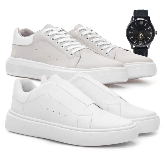 Imagem de 2 Tenis Casual Masculino Sneaker Oversize com Ajuste em Elastico Premium com Relógio