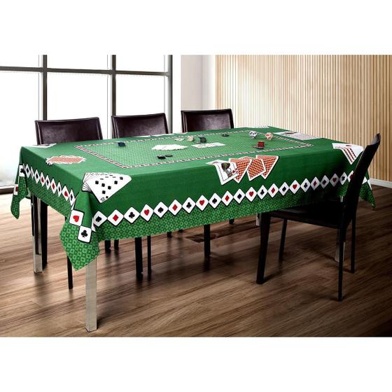 Imagem de 2 Toalha De Mesa Cassino Cartas Jogos Retangular Aveludada