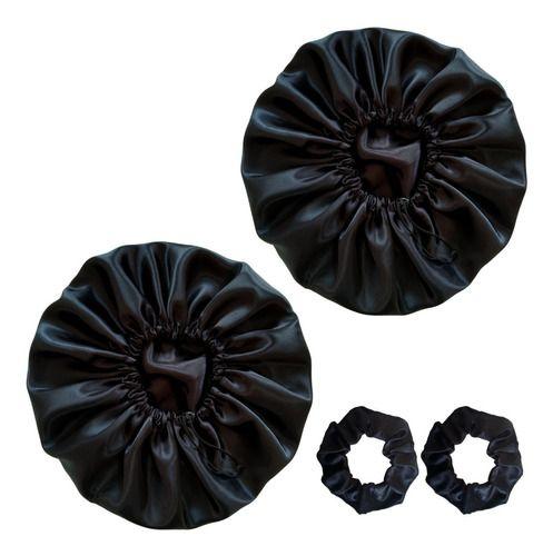 Imagem de 2 Touca De Dormir Anti Frizz todos os cabelos + 2 Xuxinhas