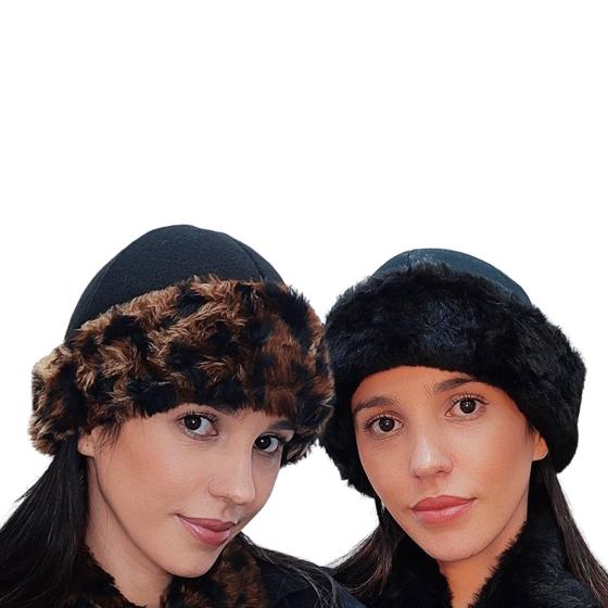 Imagem de 2 Toucas Gorro Feminino Pelúcia Inverno Região De Clima Frio