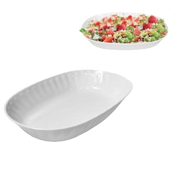 Imagem de 2 Travessas Bandeja em Melamina Saladeira Oval Branca