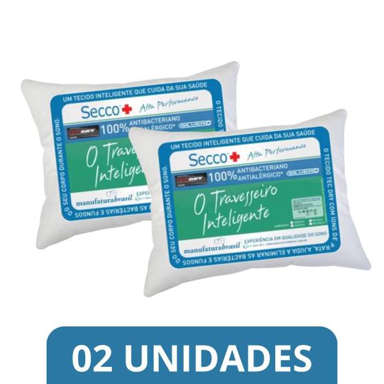 Imagem de 2 Travesseiro Secco Adulto Antialérgico 50x70 - Pvc