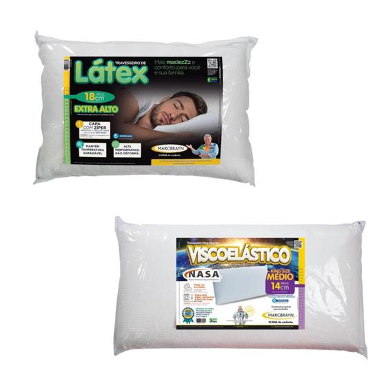 Imagem de 2 Travesseiros Látex e Nasa - Com Capa removível