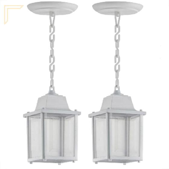 2 Un Luminaria Pendente Externo Colonial Injetado Branco Alz16 Menor preço em 2 Un Luminaria Pendente Externo Colonial Injetado Branco Alz16