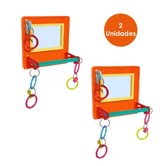 Imagem de 2 Unidades Brinquedo Multiplay Diversão c/ Poleiro e Espelho Bird Toy Playground - Passaros Diversos