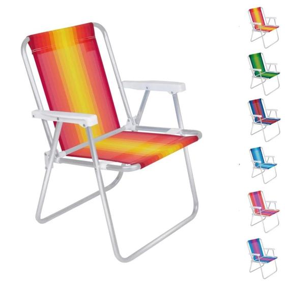 Imagem de 2 Unidades Cadeira de Praia Mor Aluminio Alta Cores Sortidas