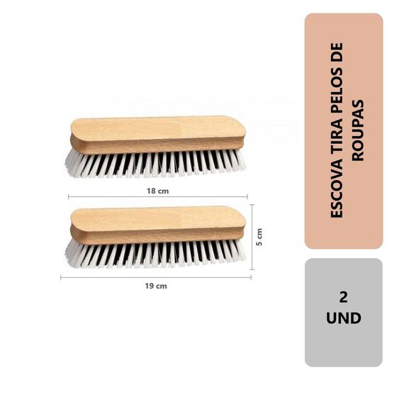 Imagem de 2 Unidades Escova Multiuso Macia Base Madeira Tira Pelos De Roupas Tecidos Sofás