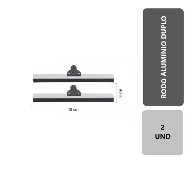 Imagem de 2 Unidades Rodo Para Limpeza De Alumínio Eva Duplo 40 Cm Puxa E Seca Banheiro Multiuso Sem Cabo