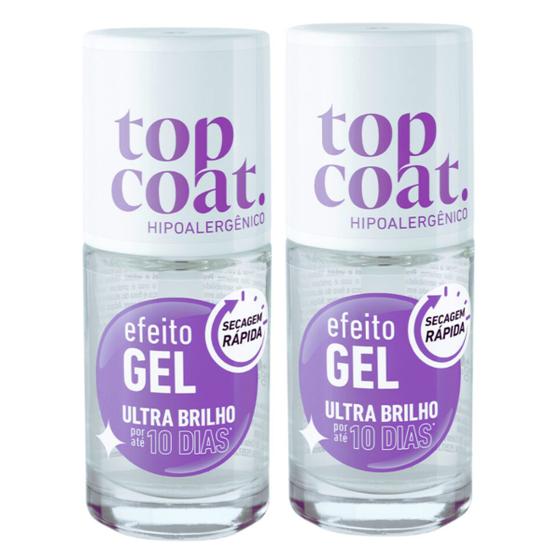 Imagem de 2 Unidades Top Coat Efeito Gel Base Hipoalergênico Esmalte