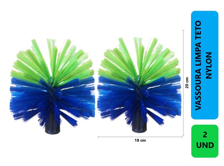 Imagem de 2 Unidades Vassoura Vassourinha Escova Limpa Teto Tira Teia  Nylon Acompanha Prolongador Sem Cabo