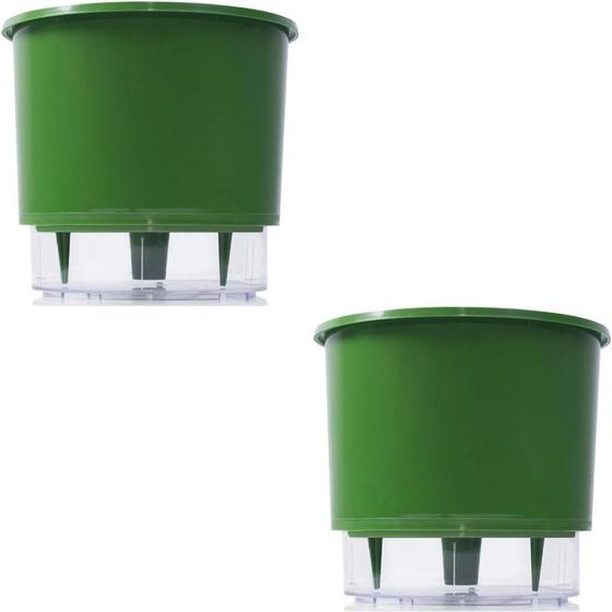 Imagem de 2 Vaso Raiz Autoirrigavel 21Cm Verde Es Área Interna Externa