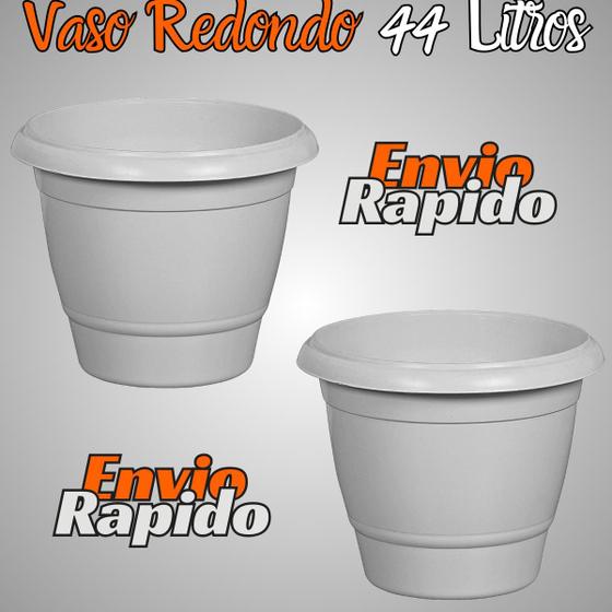 Imagem de 2 Vaso Redondo Liso 44 Litros Jardim Quintal Flores