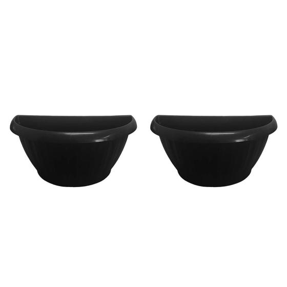 Imagem de 2 Vasos De Plantas Plástico De Parede Decorativo 1,6L Preto