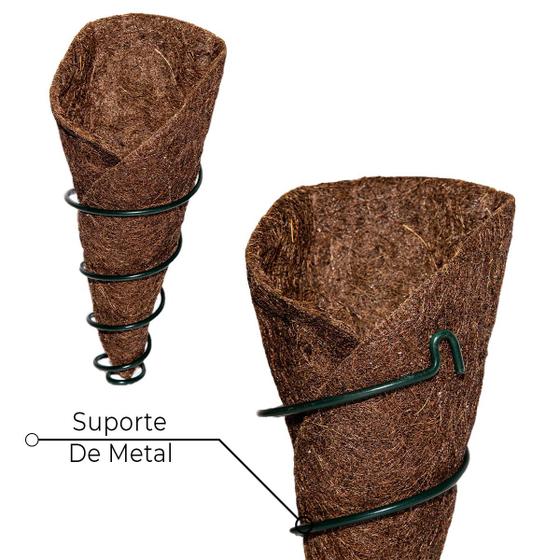 Imagem de 2 Vasos Parede Fibra De Coco C/ Suporte De Ferro P/ Orquídea