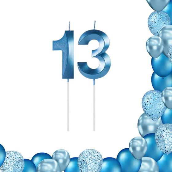 Imagem de 2 Velas De Aniversario Numero Azul Design Idades Diversas