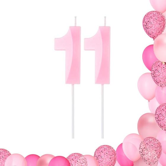 Imagem de 2 Velas De Aniversario Numero Design Rosa Idades Diversas