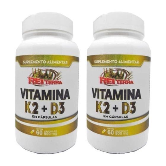 Imagem de 2 Vitamina K2 Mk7 65mcg + Vitamina D3 Colecalciferol 5mcg