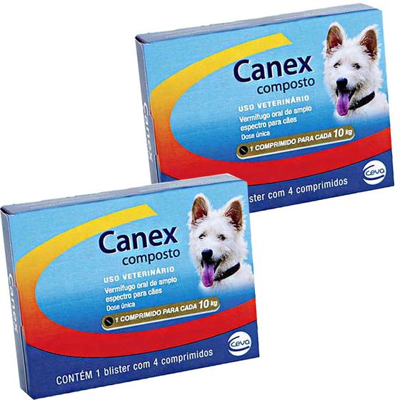 Imagem de 2 X Canex Composto 4Comp Cães Vermífugo - Ceva
