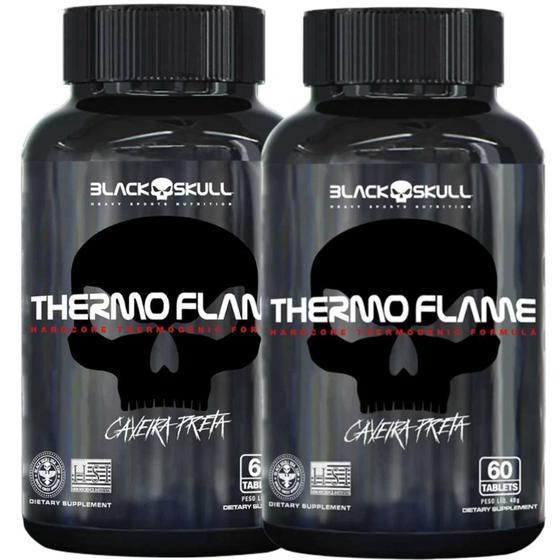 Imagem de 2 X Thermo Flame Hardcore Termogenico Fomula 60 Tablets 48g Black Skull