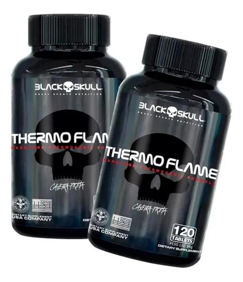 Imagem de 2 X Thermo Flame Hardcore Themogenico Formula 120 Tablets 96g  Black Skull